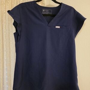 Figs Women's Navy Flutter Sleeve Top S